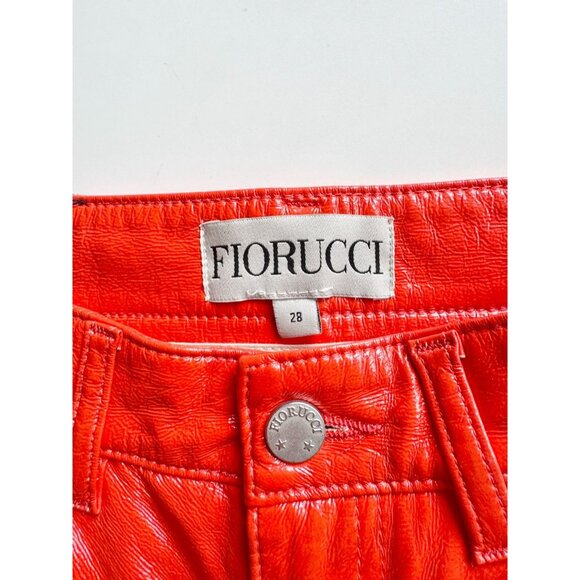 FIORUCCI Yves Orange Cigarette Vinyl High Rise Slim Straight Pants, Size 28 - Picture 12 of 15